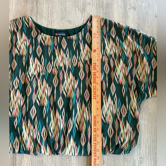 Democracy Women’s Printed Woven Puff-Sleeve Bubble Hem Top - Cypress Green Sz XL - Picture 11 of 11